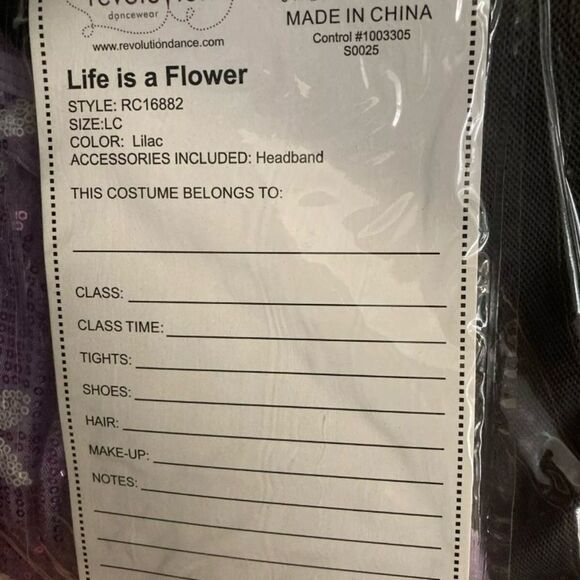 NEW IN BAG Size LC Dress Up Dance Costume Pink Purple Style RC16882 W/Headband - Picture 5 of 5